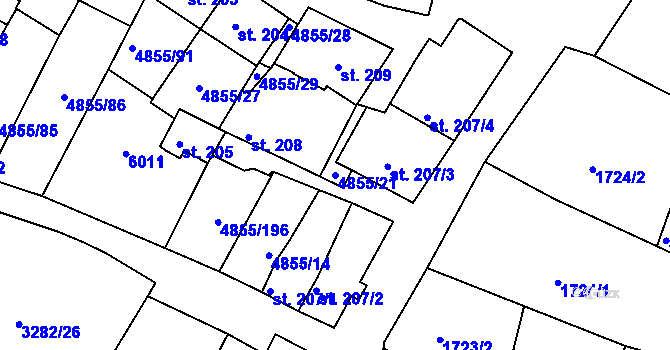Parcela st. 4855/21 v KÚ Zaječí, Katastrální mapa