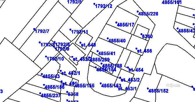 Parcela st. 4855/41 v KÚ Zaječí, Katastrální mapa
