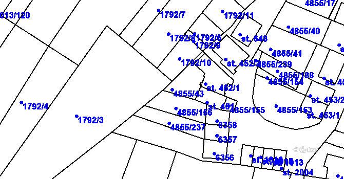 Parcela st. 4855/43 v KÚ Zaječí, Katastrální mapa