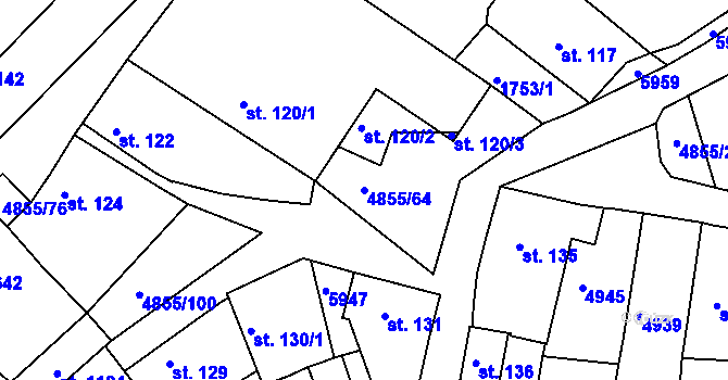 Parcela st. 4855/64 v KÚ Zaječí, Katastrální mapa