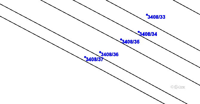 Parcela st. 3408/36 v KÚ Zaječí, Katastrální mapa