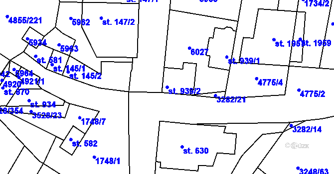 Parcela st. 939/2 v KÚ Zaječí, Katastrální mapa