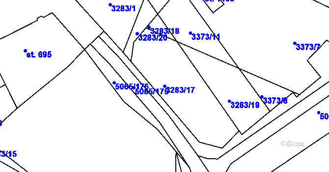 Parcela st. 3283/17 v KÚ Zaječí, Katastrální mapa