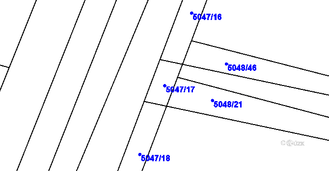 Parcela st. 5047/17 v KÚ Zaječí, Katastrální mapa