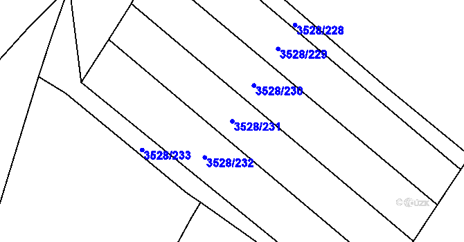Parcela st. 3528/231 v KÚ Zaječí, Katastrální mapa