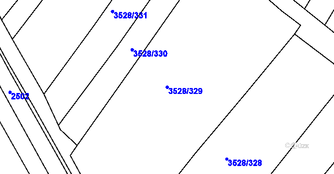Parcela st. 3528/329 v KÚ Zaječí, Katastrální mapa