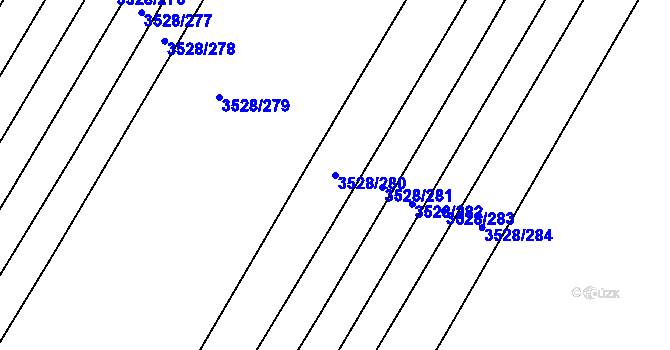 Parcela st. 3528/280 v KÚ Zaječí, Katastrální mapa