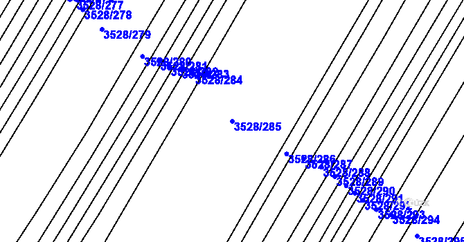 Parcela st. 3528/285 v KÚ Zaječí, Katastrální mapa