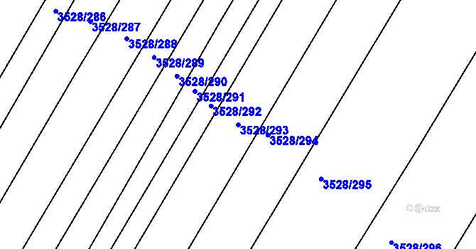 Parcela st. 3528/293 v KÚ Zaječí, Katastrální mapa