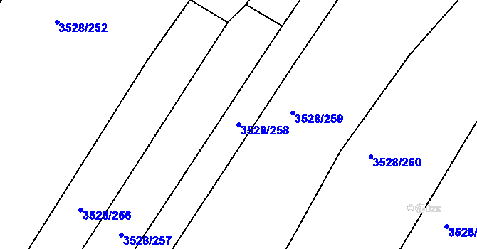 Parcela st. 3528/258 v KÚ Zaječí, Katastrální mapa