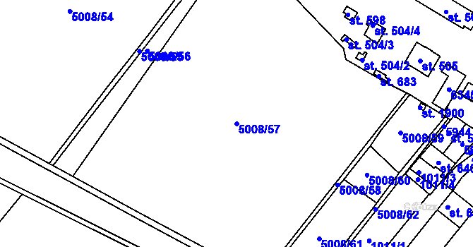 Parcela st. 5008/57 v KÚ Zaječí, Katastrální mapa