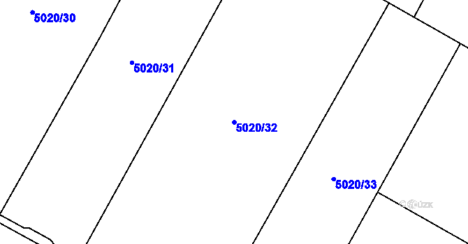 Parcela st. 5020/32 v KÚ Zaječí, Katastrální mapa