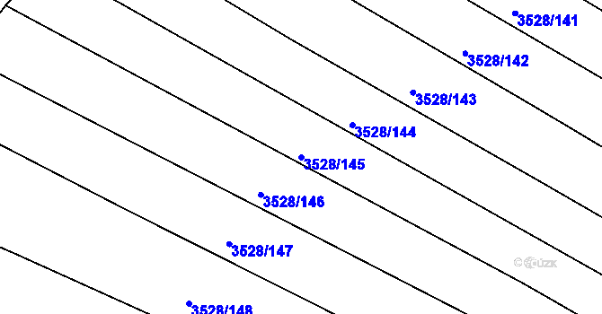 Parcela st. 3528/145 v KÚ Zaječí, Katastrální mapa