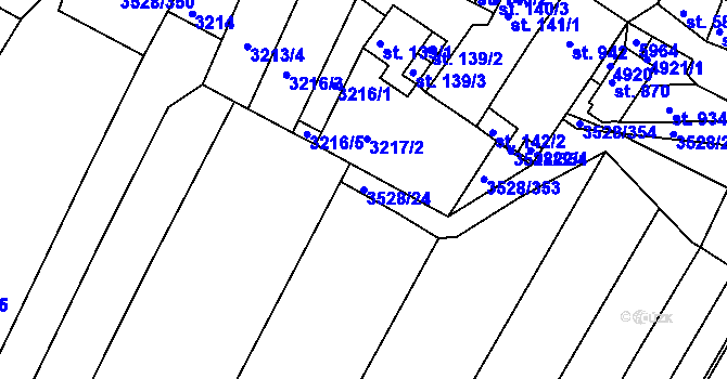 Parcela st. 3528/24 v KÚ Zaječí, Katastrální mapa