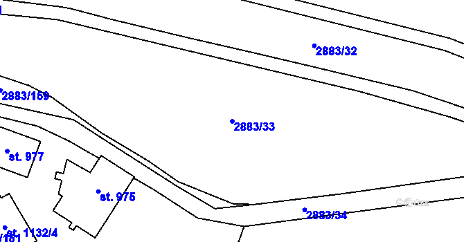 Parcela st. 2883/33 v KÚ Zaječí, Katastrální mapa
