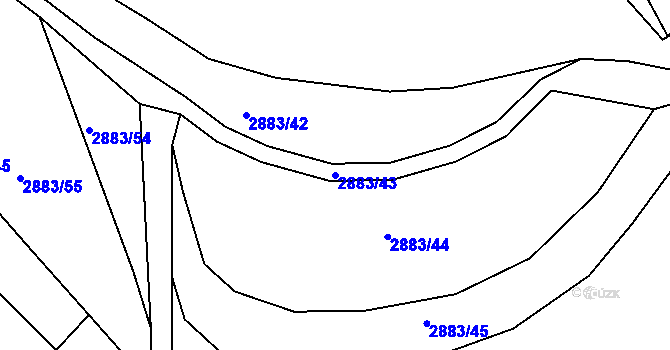 Parcela st. 2883/43 v KÚ Zaječí, Katastrální mapa