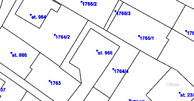 Parcela st. 965 v KÚ Zaječí, Katastrální mapa