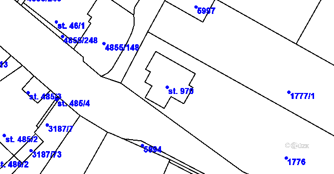 Parcela st. 970 v KÚ Zaječí, Katastrální mapa