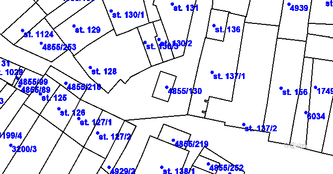 Parcela st. 4855/130 v KÚ Zaječí, Katastrální mapa