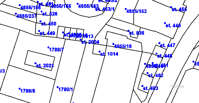 Parcela st. 1014 v KÚ Zaječí, Katastrální mapa