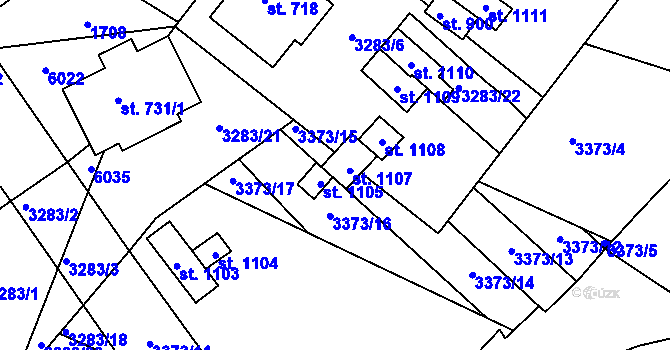 Parcela st. 1106 v KÚ Zaječí, Katastrální mapa