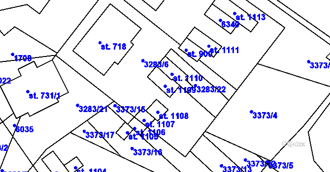 Parcela st. 1109 v KÚ Zaječí, Katastrální mapa