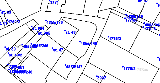 Parcela st. 4855/146 v KÚ Zaječí, Katastrální mapa
