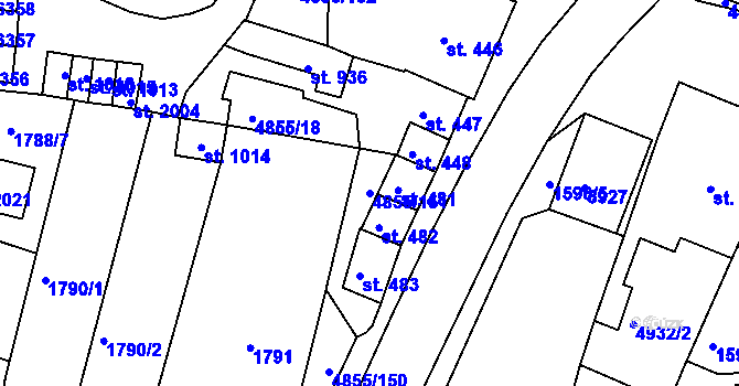 Parcela st. 4855/151 v KÚ Zaječí, Katastrální mapa