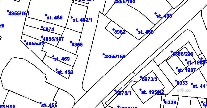 Parcela st. 4855/159 v KÚ Zaječí, Katastrální mapa