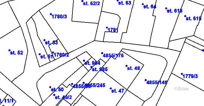 Parcela st. 4855/176 v KÚ Zaječí, Katastrální mapa