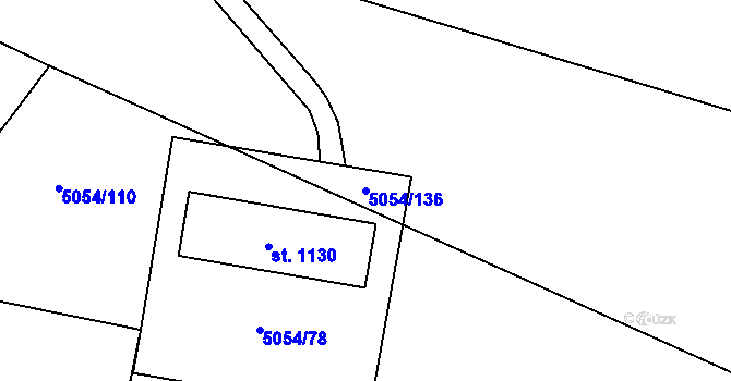 Parcela st. 5054/136 v KÚ Zaječí, Katastrální mapa