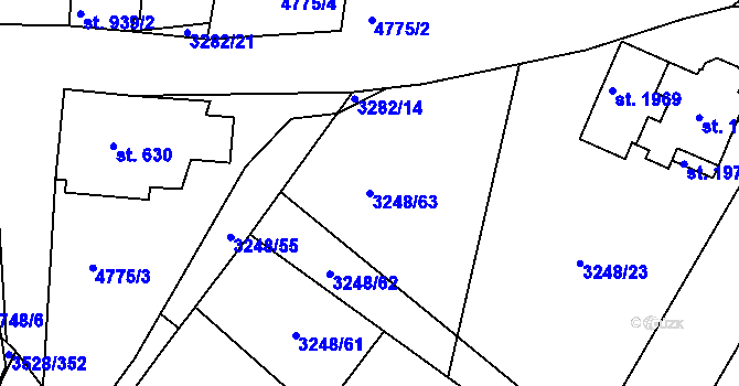 Parcela st. 3248/63 v KÚ Zaječí, Katastrální mapa