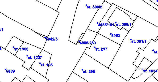 Parcela st. 4855/259 v KÚ Zaječí, Katastrální mapa