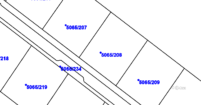 Parcela st. 5065/208 v KÚ Zaječí, Katastrální mapa