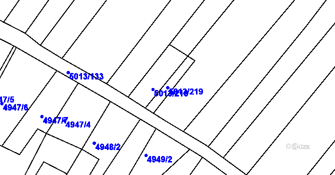 Parcela st. 5013/219 v KÚ Zaječí, Katastrální mapa