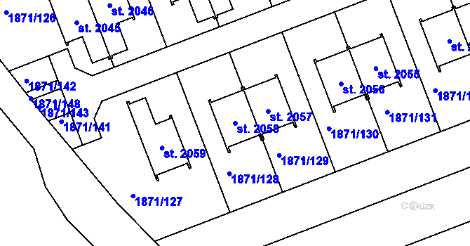 Parcela st. 2058 v KÚ Zaječí, Katastrální mapa