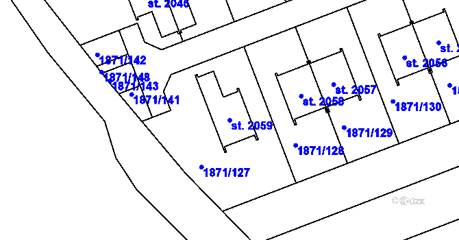 Parcela st. 2059 v KÚ Zaječí, Katastrální mapa