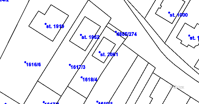 Parcela st. 2061 v KÚ Zaječí, Katastrální mapa