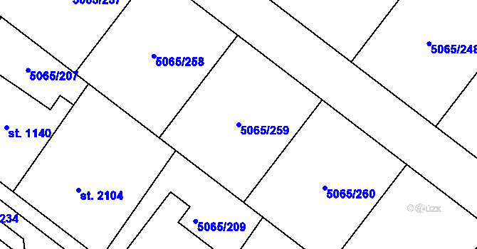 Parcela st. 5065/259 v KÚ Zaječí, Katastrální mapa