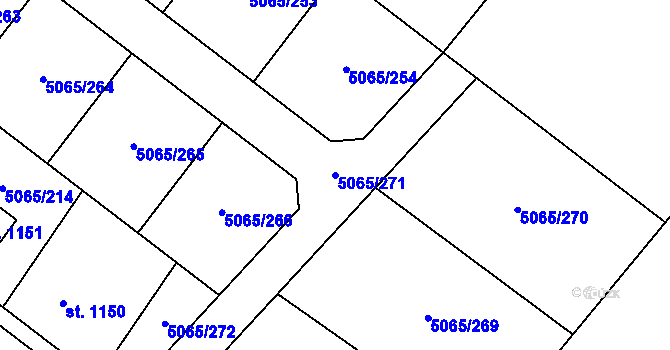 Parcela st. 5065/271 v KÚ Zaječí, Katastrální mapa