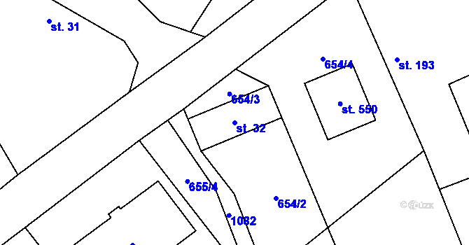 Parcela st. 32 v KÚ Zaječice u Chrudimi, Katastrální mapa