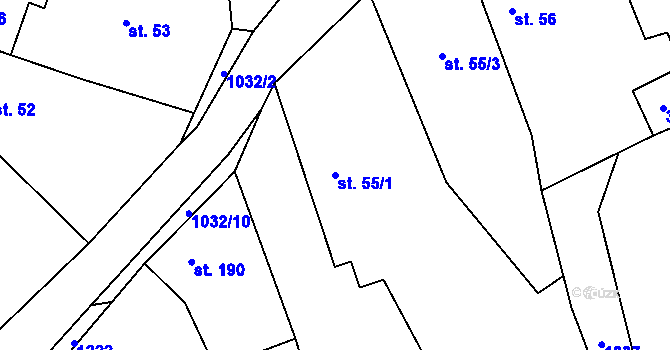 Parcela st. 55/1 v KÚ Zaječice u Chrudimi, Katastrální mapa