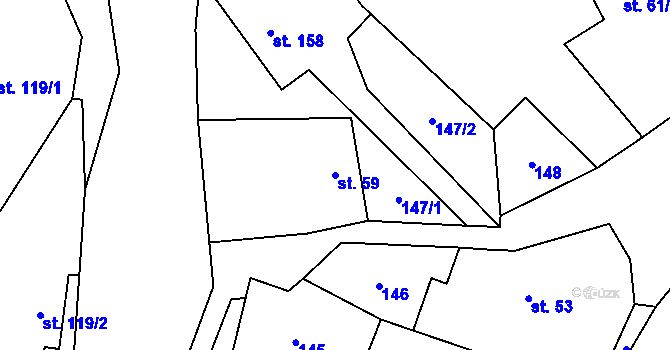 Parcela st. 59 v KÚ Zaječice u Chrudimi, Katastrální mapa