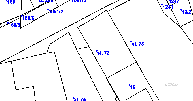 Parcela st. 72 v KÚ Zaječice u Chrudimi, Katastrální mapa