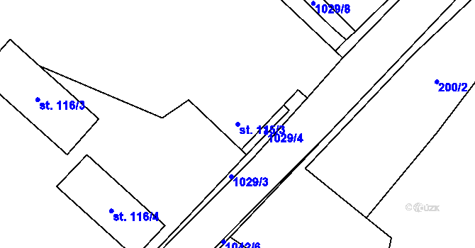 Parcela st. 115/3 v KÚ Zaječice u Chrudimi, Katastrální mapa