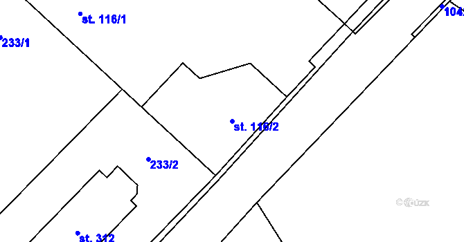 Parcela st. 116/2 v KÚ Zaječice u Chrudimi, Katastrální mapa