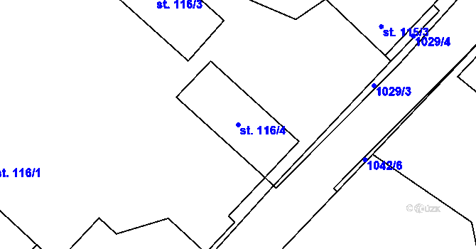 Parcela st. 116/4 v KÚ Zaječice u Chrudimi, Katastrální mapa