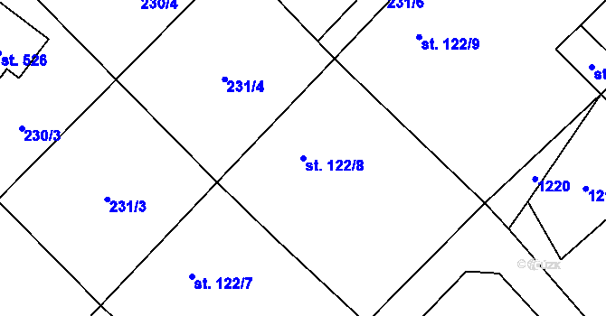 Parcela st. 122/8 v KÚ Zaječice u Chrudimi, Katastrální mapa