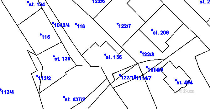 Parcela st. 136 v KÚ Zaječice u Chrudimi, Katastrální mapa