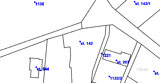 Parcela st. 142 v KÚ Zaječice u Chrudimi, Katastrální mapa